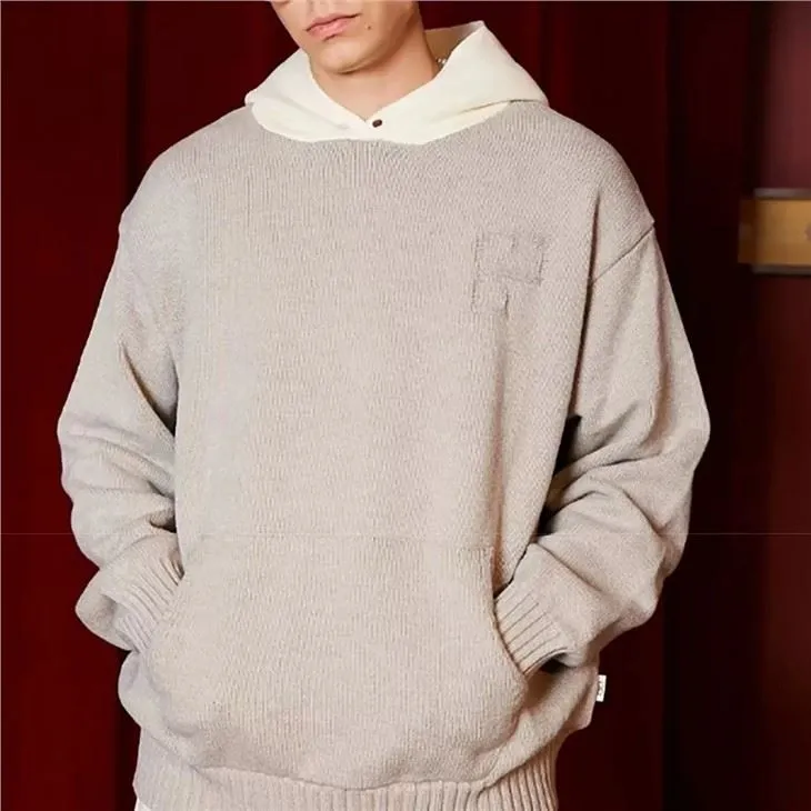 Men's Casual Hooded Jacquard Sweater