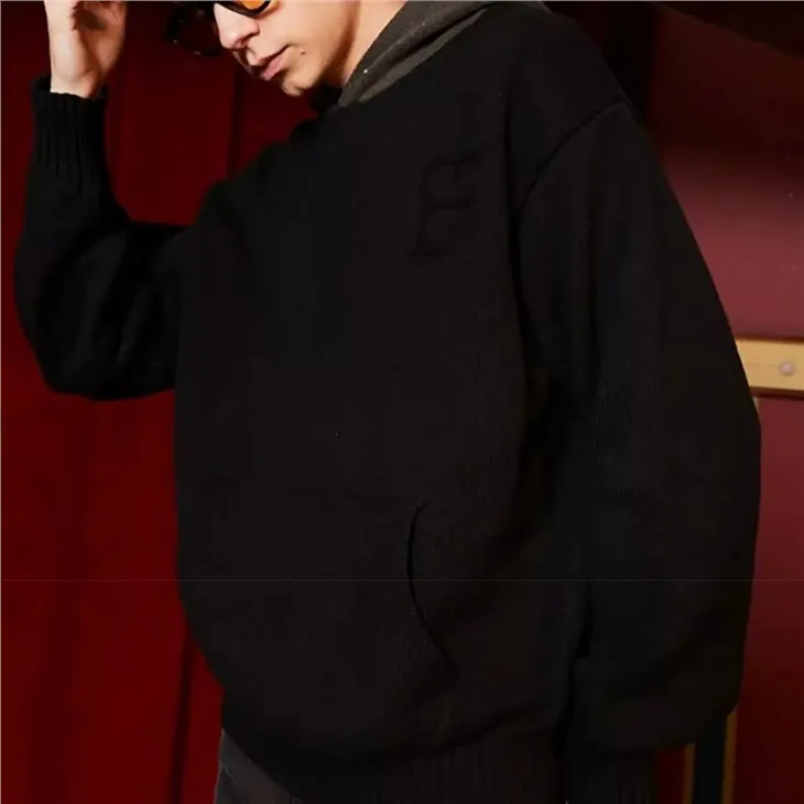 Men's Casual Hooded Jacquard Sweater