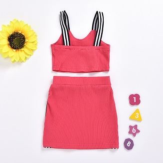 Ropa de verano para niños Baby Girls Knit 2 Piece Skirts Set