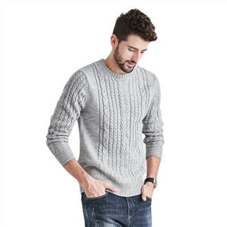 Suéter de manga larga de punto torcido para hombre